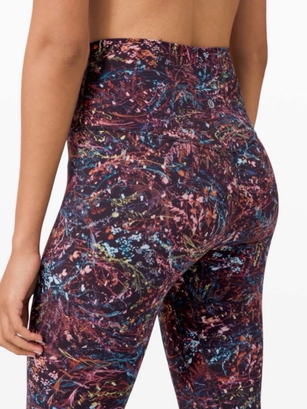 RARE Lululemon Foliage Overlay Multicolor Abstract Leggings 2